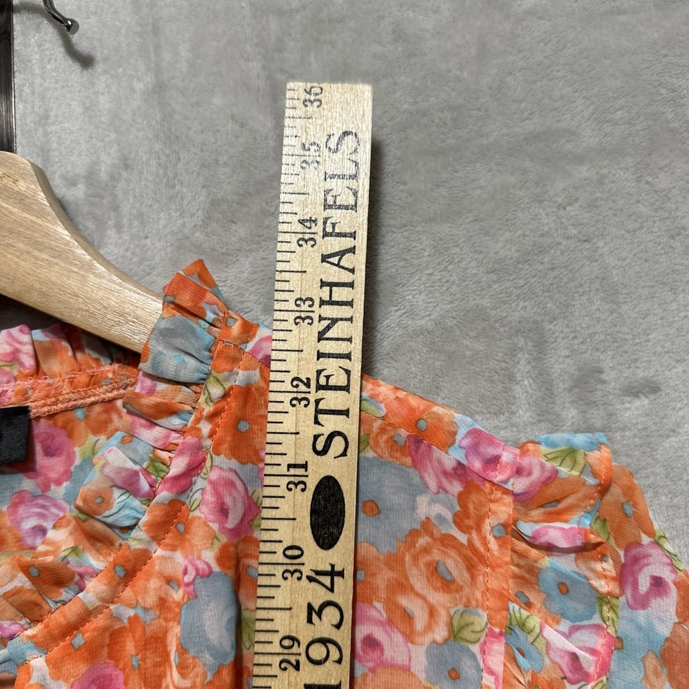 RESET BY Jane Mini Dress Women's S Orange Ruffle Floral Print Elastic Waist - Picture 9 of 9
